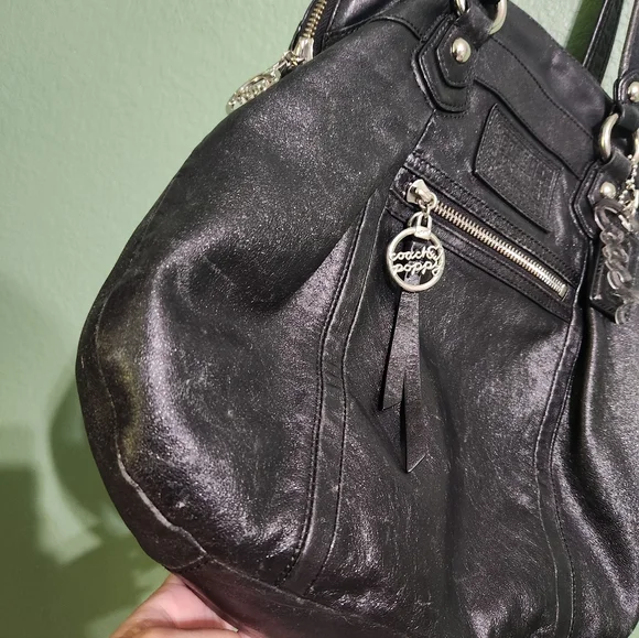 Coach Poppy Black Shimmer Convertible Crossbody - Picture 13 of 16